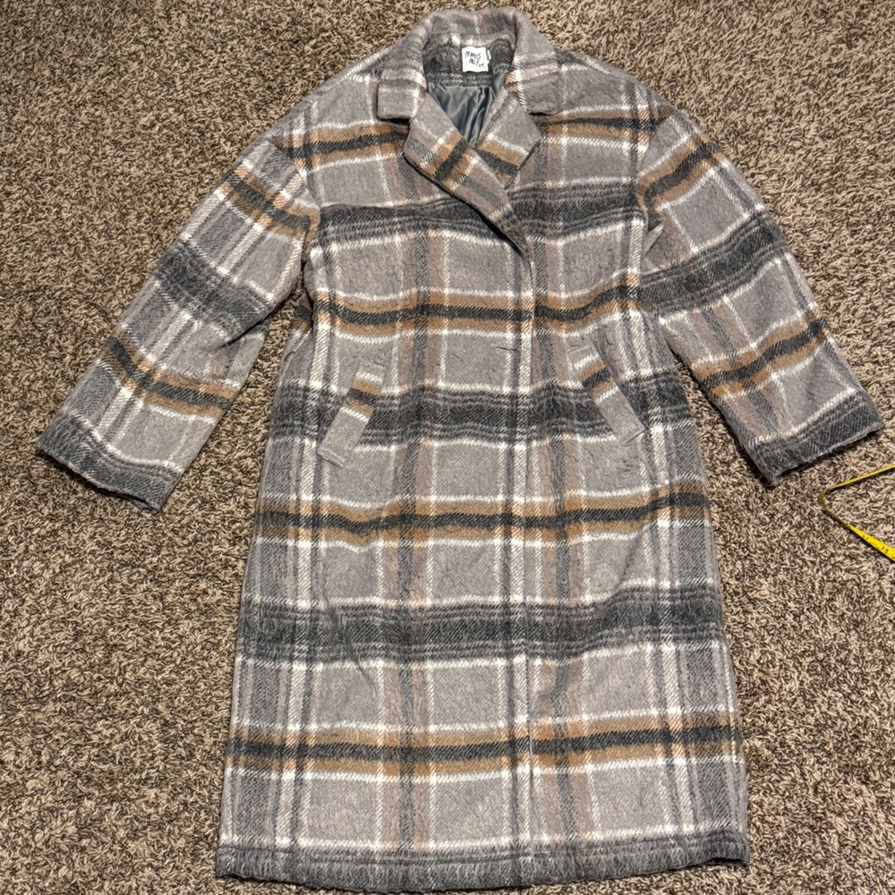 Princess Polly Gray Plaid Trench Coat